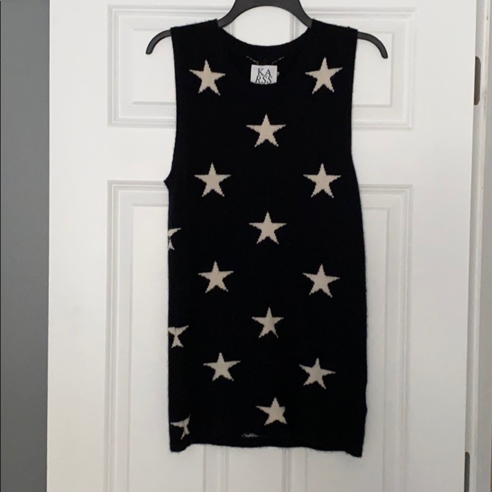 Adorable cashmere black vest with white stars